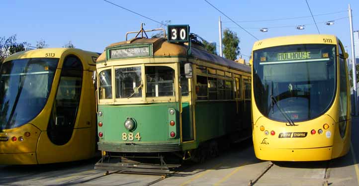 Yarra Trams Class W 884 with Bumblebee 2 & 5